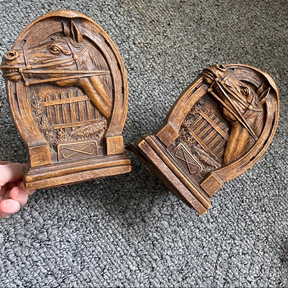 Thoroughbred Horse Vintage Bookends RARE Polo - Picture 4 of 5